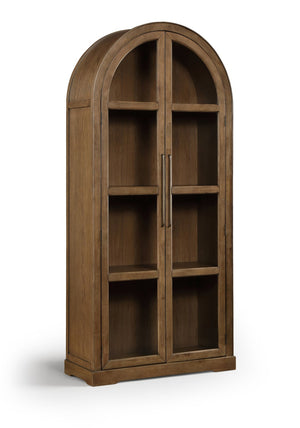 Meridian Furniture Corva Arched Glass Door Display Cabinet Art Deco Storage with Adjustable Shelves Living Room Brown 77055Brown