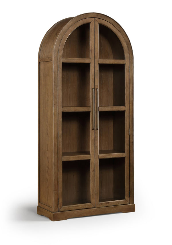 Meridian Furniture Corva Arched Glass Door Display Cabinet Art Deco Storage with Adjustable Shelves Living Room Brown 77055Brown