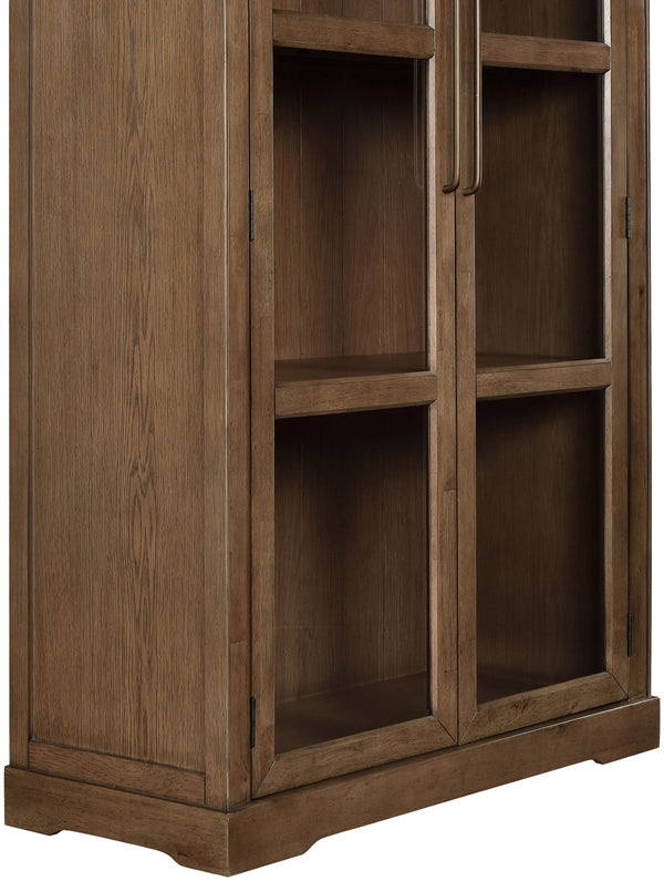 Meridian Furniture Corva Arched Glass Door Display Cabinet Art Deco Storage with Adjustable Shelves Living Room Brown 77055Brown