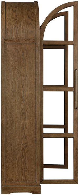 Meridian Furniture Corva Arched Glass Door Display Cabinet Art Deco Storage with Adjustable Shelves Living Room Brown 77055Brown