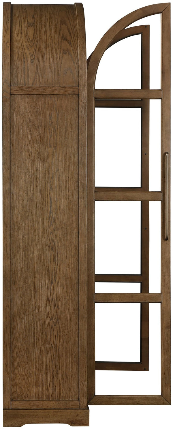 Meridian Furniture Corva Arched Glass Door Display Cabinet Art Deco Storage with Adjustable Shelves Living Room Brown 77055Brown