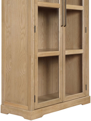 Meridian Furniture Corva Arched Glass Door Display Cabinet Art Deco Storage with Adjustable Shelves Living Room Natural 77055Natural