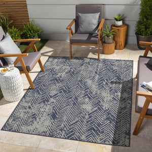 English Elm Sunshine Blue Indoor/Outdoor Area Rug, 5'3" X 7'3" - Durable, Stain-Resistant, Kid & Pet Friendly! B186P198881-GIGA