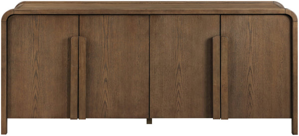 Meridian Furniture Harmony Solid Oak Veneer Sideboard with Sculptural Pulls for Mid-century Dining Room Storage Brown 77057Brown