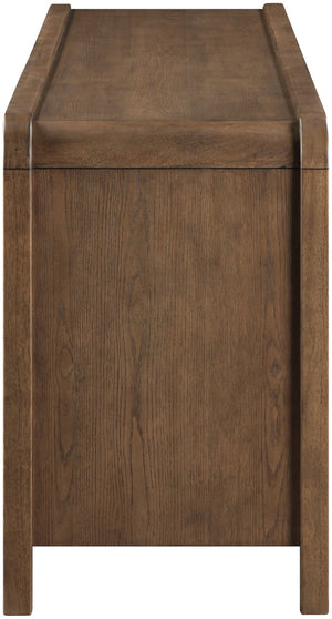 Meridian Furniture Harmony Solid Oak Veneer Sideboard with Sculptural Pulls for Mid-century Dining Room Storage Brown 77057Brown