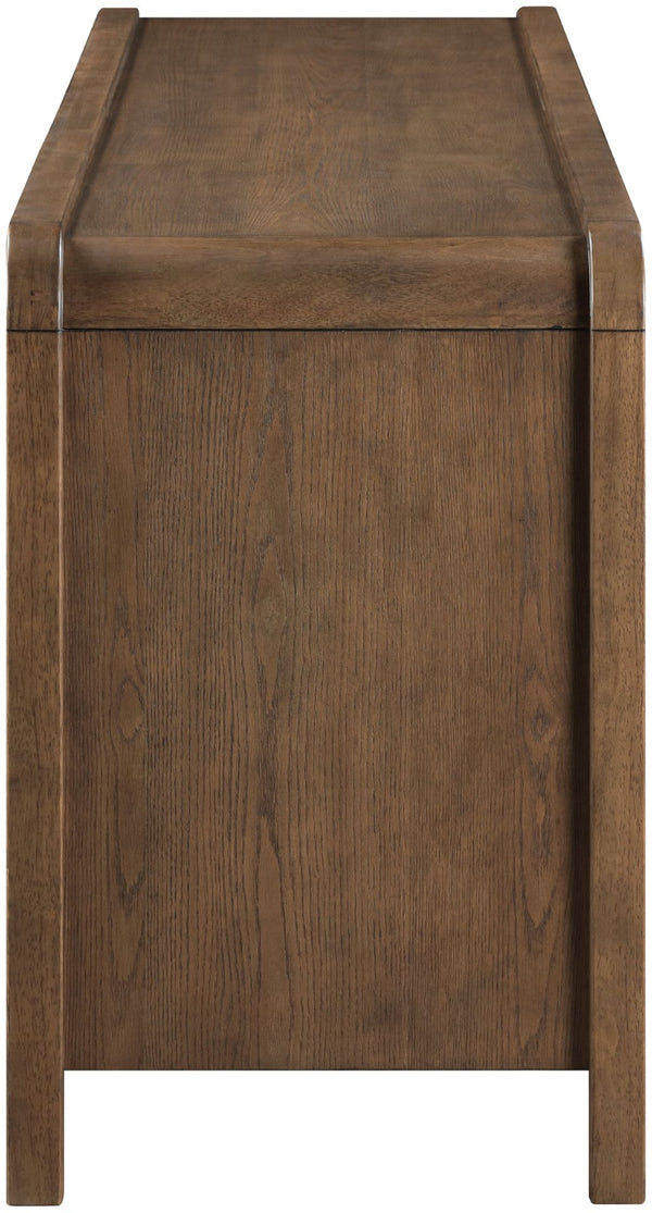 Meridian Furniture Harmony Solid Oak Veneer Sideboard with Sculptural Pulls for Mid-century Dining Room Storage Brown 77057Brown