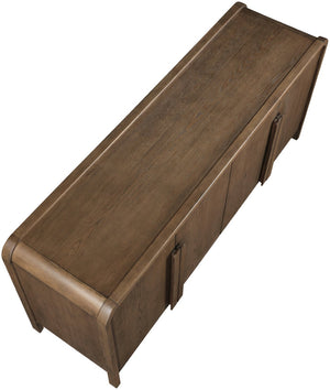 Meridian Furniture Harmony Solid Oak Veneer Sideboard with Sculptural Pulls for Mid-century Dining Room Storage Brown 77057Brown