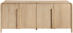 Meridian Furniture Harmony Solid Oak Veneer Sideboard with Sculptural Pulls for Mid-century Dining Room Storage Natural 77057Natural