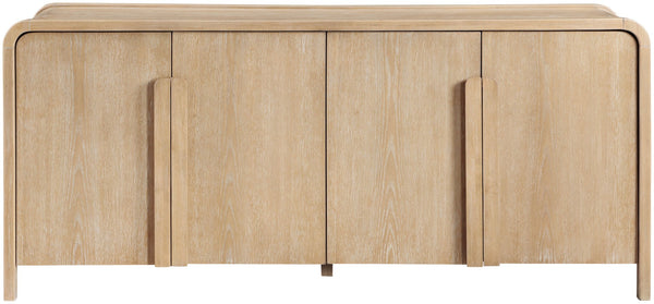 Meridian Furniture Harmony Solid Oak Veneer Sideboard with Sculptural Pulls for Mid-century Dining Room Storage Natural 77057Natural