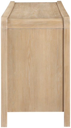 Meridian Furniture Harmony Solid Oak Veneer Sideboard with Sculptural Pulls for Mid-century Dining Room Storage Natural 77057Natural