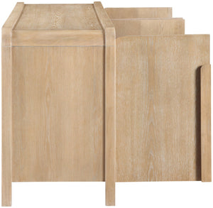 Meridian Furniture Harmony Solid Oak Veneer Sideboard with Sculptural Pulls for Mid-century Dining Room Storage Natural 77057Natural