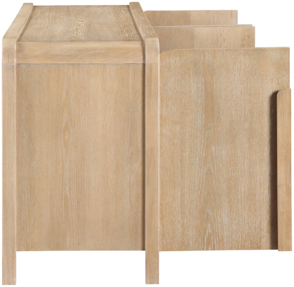 Meridian Furniture Harmony Solid Oak Veneer Sideboard with Sculptural Pulls for Mid-century Dining Room Storage Natural 77057Natural