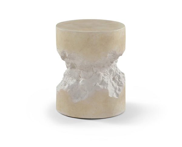 Meridian Furniture Naturae Concrete Art Deco Side Table Sculptural Textured Design for Indoor Outdoor Use 14" W x 14" D x 17.5" H 77058Beige-ET