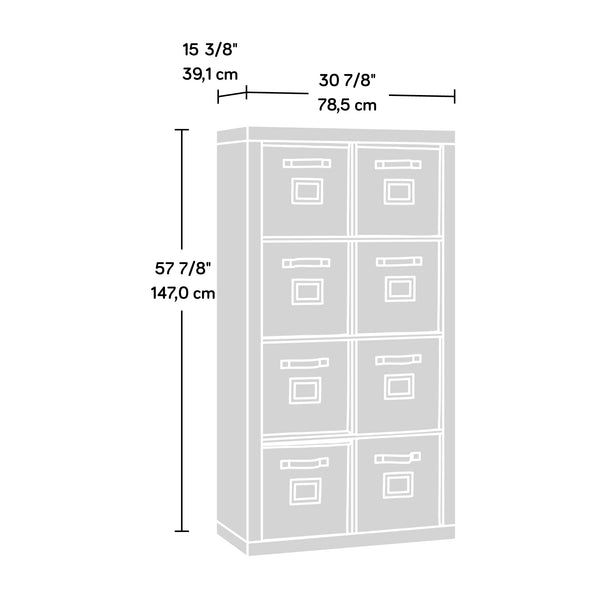 English Elm 8-Cube Organizer Brown finish - 8-Compartment Engineered Wood Storage with Removable Bins, 31"x15"x58" B356P402702