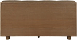 Meridian Furniture Norin Oak Veneer Buffet with Cane Panels and Curved Doors for Stylish Dining Rooms Brown 77060Brown