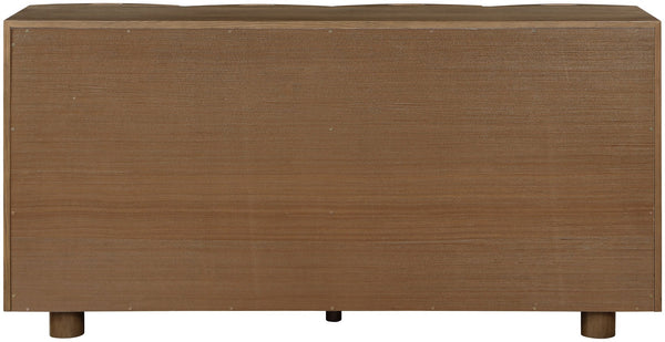Meridian Furniture Norin Oak Veneer Buffet with Cane Panels and Curved Doors for Stylish Dining Rooms Brown 77060Brown