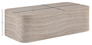 Meridian Furniture Vellon Art Deco Concrete Coffee Table with Travertine Stone Finish for Patio or Living Room 77061Travertine-CT