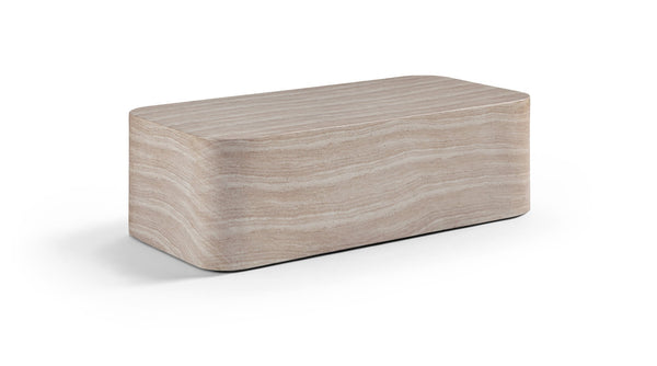 Meridian Furniture Vellon Art Deco Concrete Coffee Table with Travertine Stone Finish for Patio or Living Room 77061Travertine-CT