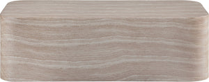 Meridian Furniture Vellon Art Deco Concrete Coffee Table with Travertine Stone Finish for Patio or Living Room 77061Travertine-CT