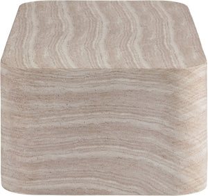 Meridian Furniture Vellon Art Deco Concrete Coffee Table with Travertine Stone Finish for Patio or Living Room 77061Travertine-CT