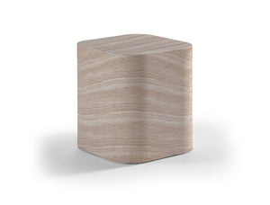 Meridian Furniture Vellon Travertine Finish Concrete Side Table Art Deco Silhouette Indoor Outdoor Use 77061Travertine-ET