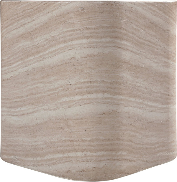 Meridian Furniture Vellon Travertine Finish Concrete Side Table Art Deco Silhouette Indoor Outdoor Use 77061Travertine-ET