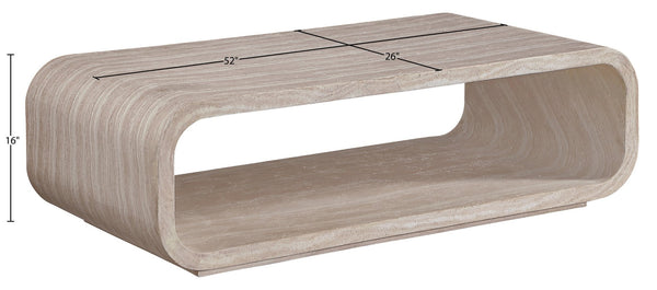 Meridian Furniture Calix Travertine Finish Concrete Coffee Table Art Deco Indoor Outdoor Living 77062Travertine-CT