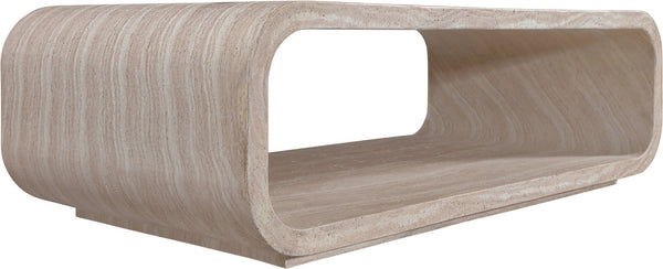 Meridian Furniture Calix Travertine Finish Concrete Coffee Table Art Deco Indoor Outdoor Living 77062Travertine-CT