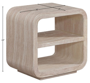 Meridian Furniture Calix Travertine Finish Concrete Side Table Art Deco Indoor Outdoor Accent 77062Travertine-ET