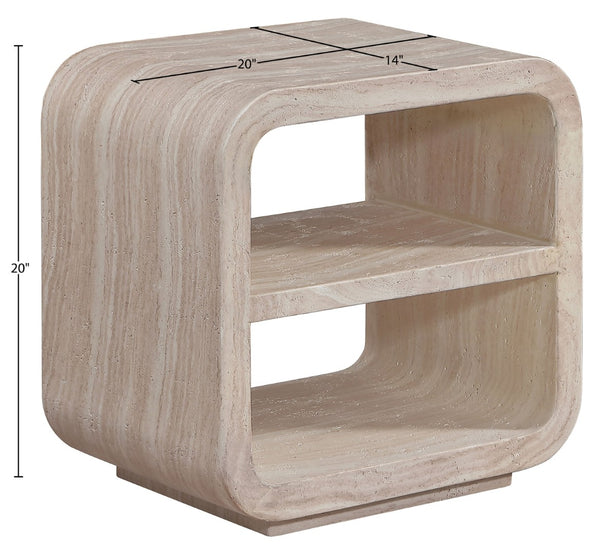 Meridian Furniture Calix Travertine Finish Concrete Side Table Art Deco Indoor Outdoor Accent 77062Travertine-ET
