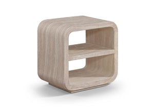Meridian Furniture Calix Travertine Finish Concrete Side Table Art Deco Indoor Outdoor Accent 77062Travertine-ET
