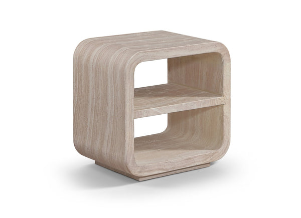 Meridian Furniture Calix Travertine Finish Concrete Side Table Art Deco Indoor Outdoor Accent 77062Travertine-ET