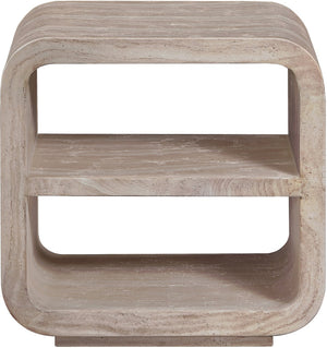 Meridian Furniture Calix Travertine Finish Concrete Side Table Art Deco Indoor Outdoor Accent 77062Travertine-ET