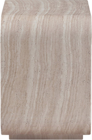 Meridian Furniture Calix Travertine Finish Concrete Side Table Art Deco Indoor Outdoor Accent 77062Travertine-ET