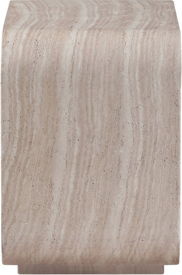 Meridian Furniture Calix Travertine Finish Concrete Side Table Art Deco Indoor Outdoor Accent 77062Travertine-ET