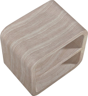 Meridian Furniture Calix Travertine Finish Concrete Side Table Art Deco Indoor Outdoor Accent 77062Travertine-ET