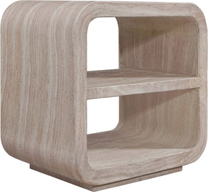 Meridian Furniture Calix Travertine Finish Concrete Side Table Art Deco Indoor Outdoor Accent 77062Travertine-ET