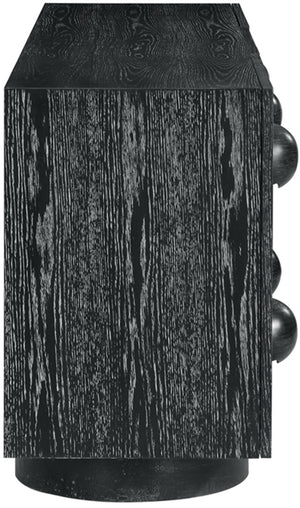 Meridian Furniture Bubble Oak Veneer Rubberwood Sideboard Buffet with Drawers and Cabinet Dining Room Storage Black 77063Black