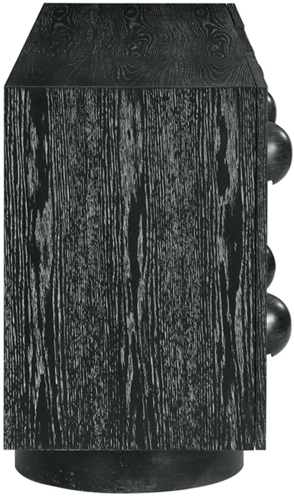 Meridian Furniture Bubble Oak Veneer Rubberwood Sideboard Buffet with Drawers and Cabinet Dining Room Storage Black 77063Black