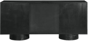 Meridian Furniture Bubble Oak Veneer Rubberwood Sideboard Buffet with Drawers and Cabinet Dining Room Storage Black 77063Black