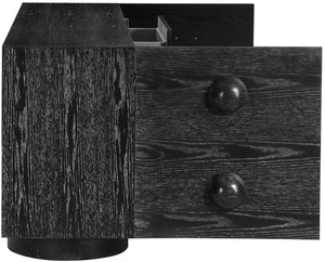 Meridian Furniture Bubble Oak Veneer Rubberwood Sideboard Buffet with Drawers and Cabinet Dining Room Storage Black 77063Black