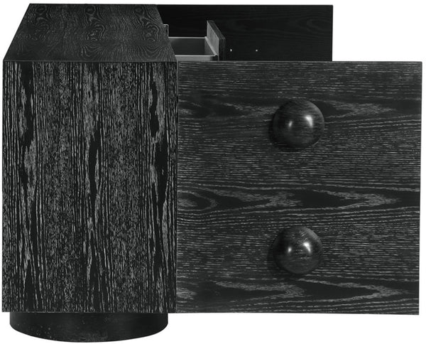 Meridian Furniture Bubble Oak Veneer Rubberwood Sideboard Buffet with Drawers and Cabinet Dining Room Storage Black 77063Black