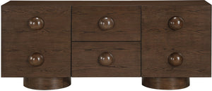 Meridian Furniture Bubble Oak Veneer Rubberwood Sideboard Buffet with Drawers and Cabinet Dining Room Storage Brown 77063Brown