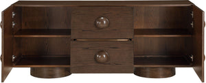 Meridian Furniture Bubble Oak Veneer Rubberwood Sideboard Buffet with Drawers and Cabinet Dining Room Storage Brown 77063Brown