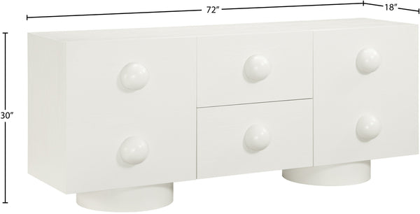 Meridian Furniture Bubble Oak Veneer Rubberwood Sideboard Buffet with Drawers and Cabinet Dining Room Storage Cream 77063Cream