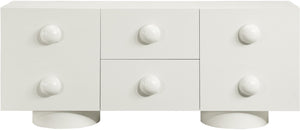 Meridian Furniture Bubble Oak Veneer Rubberwood Sideboard Buffet with Drawers and Cabinet Dining Room Storage Cream 77063Cream