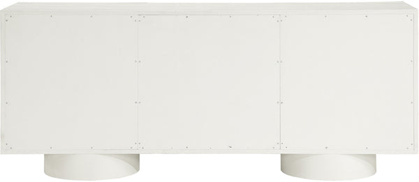 Meridian Furniture Bubble Oak Veneer Rubberwood Sideboard Buffet with Drawers and Cabinet Dining Room Storage Cream 77063Cream