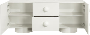 Meridian Furniture Bubble Oak Veneer Rubberwood Sideboard Buffet with Drawers and Cabinet Dining Room Storage Cream 77063Cream