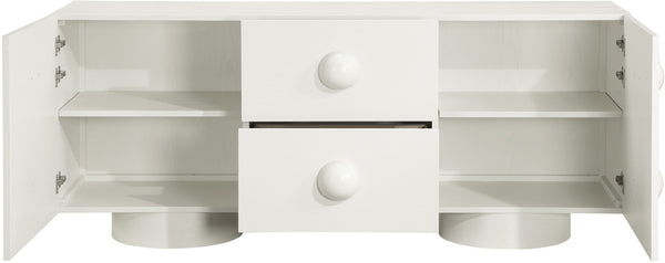 Meridian Furniture Bubble Oak Veneer Rubberwood Sideboard Buffet with Drawers and Cabinet Dining Room Storage Cream 77063Cream