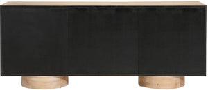 Meridian Furniture Bubble Oak Veneer Rubberwood Sideboard Buffet with Drawers and Cabinet Dining Room Storage Natural 77063Natural